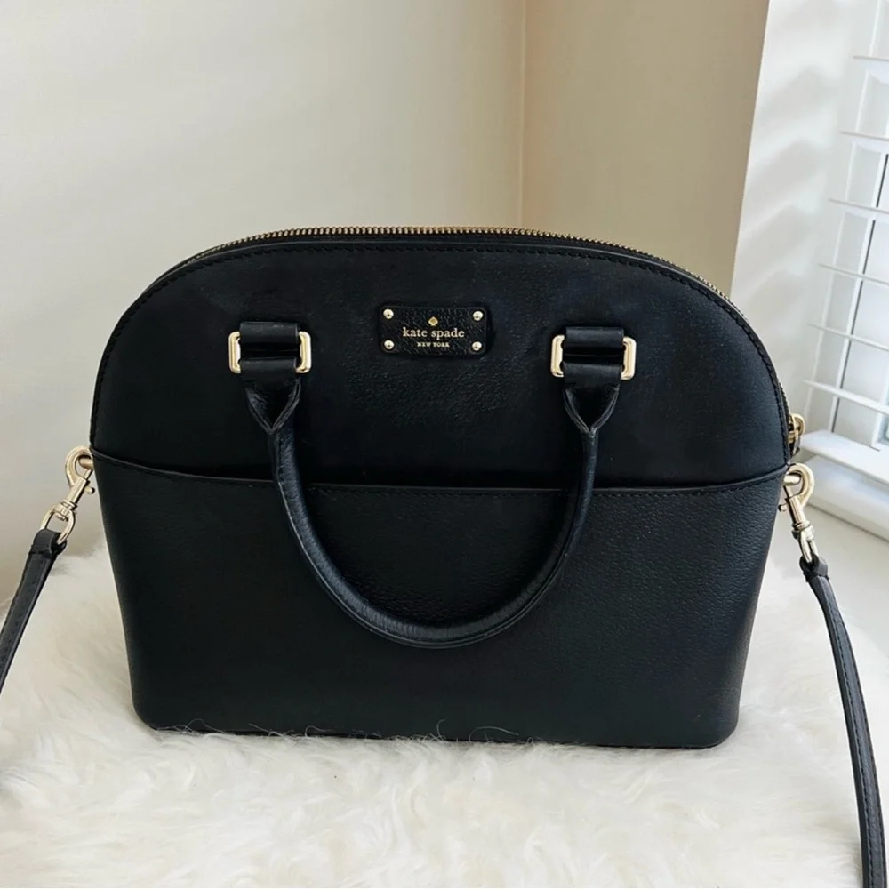 Kate Spade New York GROVE STREET CARLI SATCHEL in Black Leather w/Gold Hardware